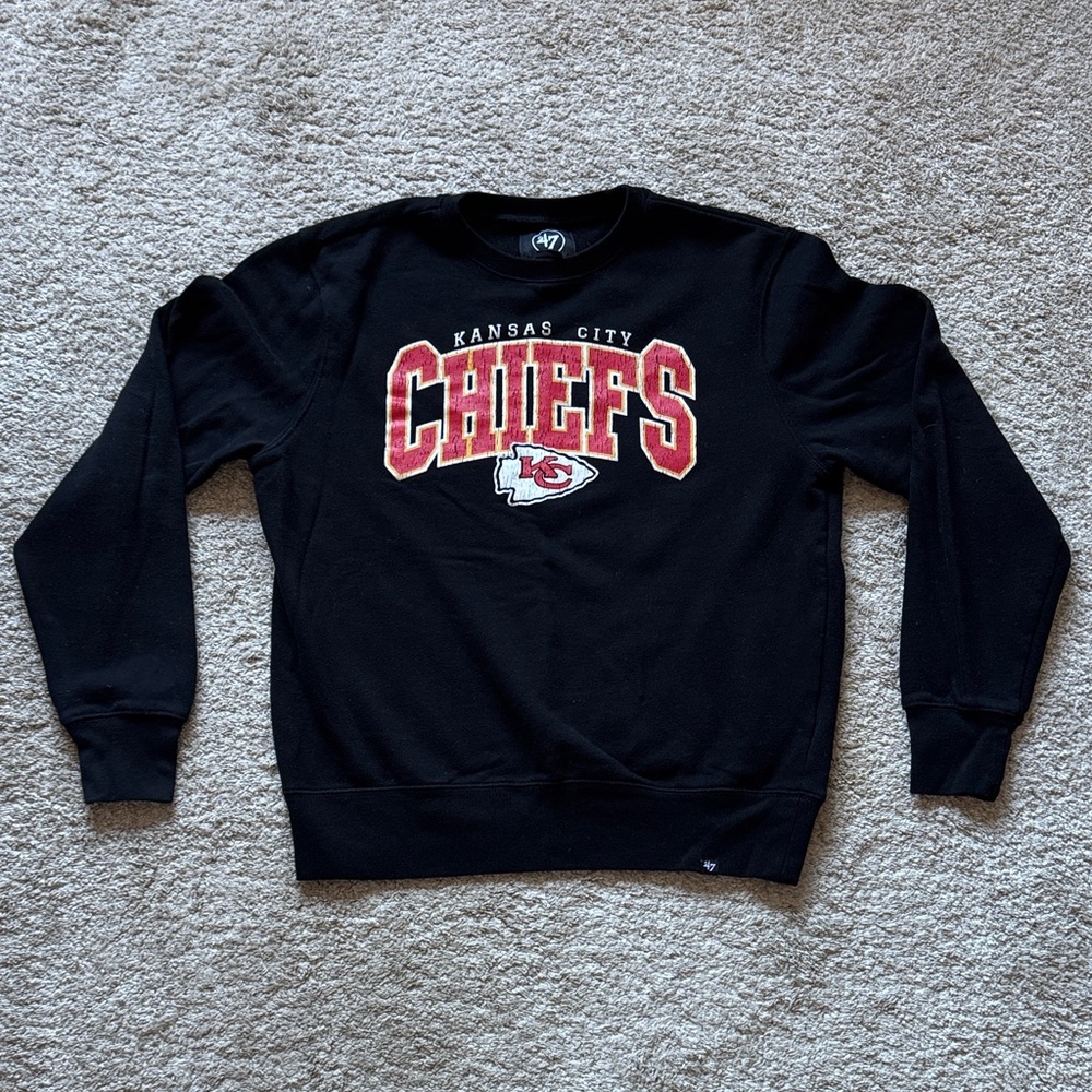 47 Brand Kansas City chiefs women’s crewneck black sweatshirt, size medium
